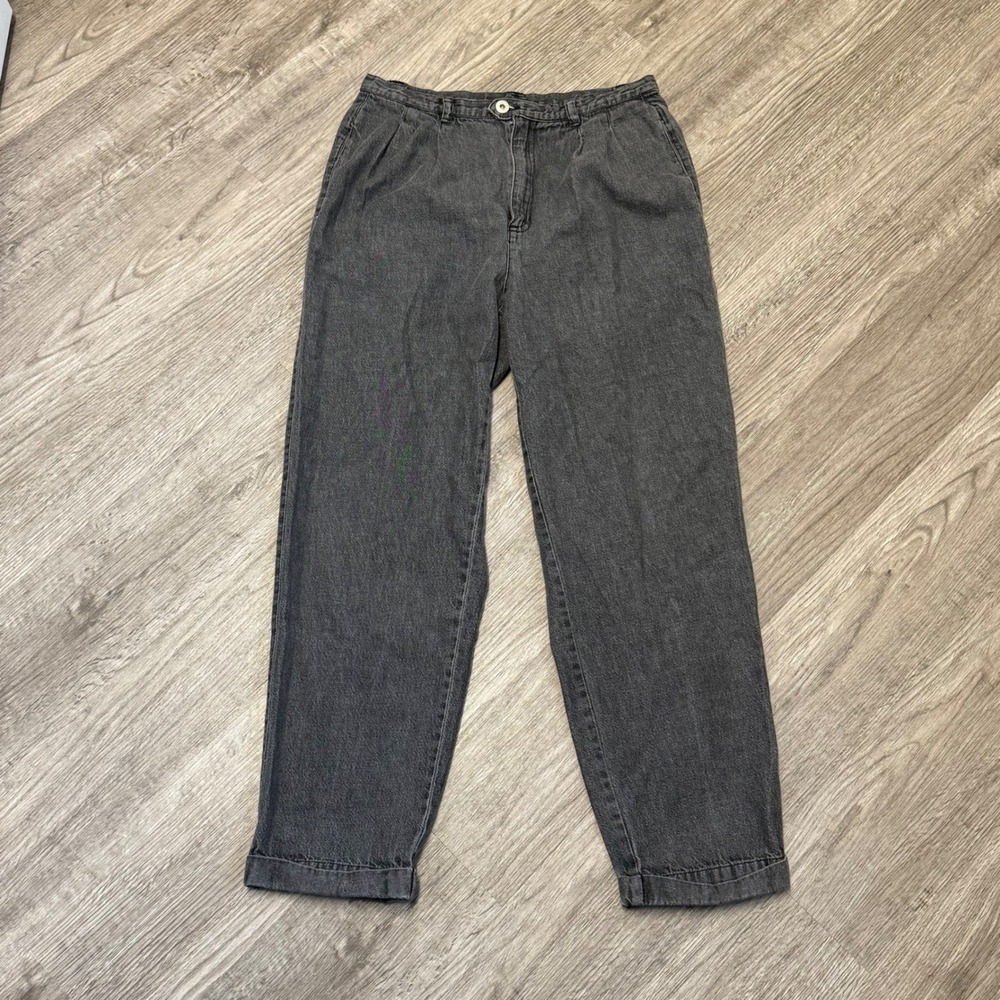 Lizwear Petite Vintage High‎ Waisted Pleated Tapered Jeans Gray Denim Size 12P